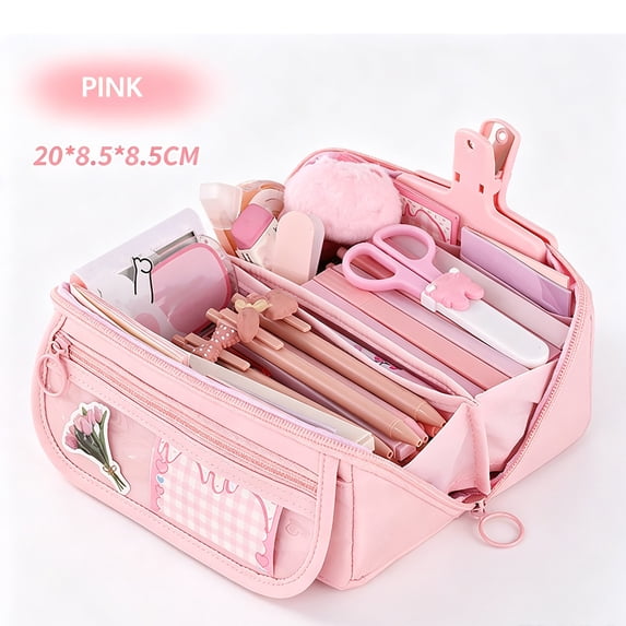 Lzobxe Pencil Case Big Capacity Storage Wide Opening Pencil Pouch with Zipper, Multiple Compartment and Pockets Oxford Cloth Pencil Bag for Office