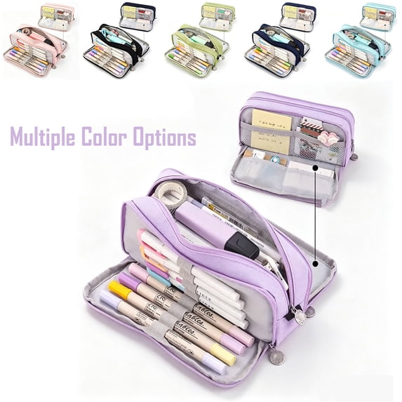 Lzobxe Pencil Case Expandable Extra Large Pencil Pouch with Zipper, Soft and Portable Storage Organizer for Adults Men Women Office Essentials