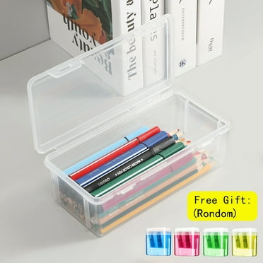 Lzobxe Plastic Pencil Box Extra Large Capacity, Clear