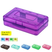 Lzobxe Plastic Pencil Box Large Capacity, Purple