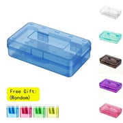 Lzobxe Plastic Pencil Box Pencil Case, Blue