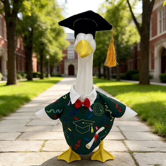 Lzobxe Porch Goose Outfits Summer Vacation Set Porch Goose Clothes Costume with Straw Hat for Garden, Patio, Holiday Parties and Photo Background
