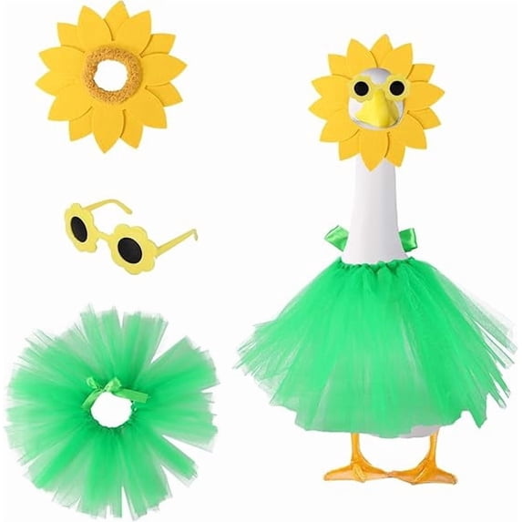 Lzobxe Porch Goose Clothes Sunflower Porch Goose Clothes, Spring Geese Costume with Sunglasses and Straw Hat for Seasonal Yard Lawn Patio Garden Outdoor