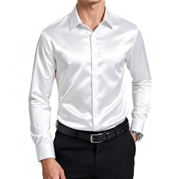 Lzobxe Shirts for Men Long Sleeve Dress Casual Solid Regular Tops with Pocket,Size S-2XL