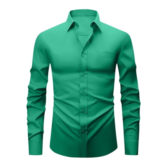 Lzobxe Shirts for Men Long Sleeve Dress Regular Fit Button down with Inner Contrast for Weddings Business,Size S-2XL