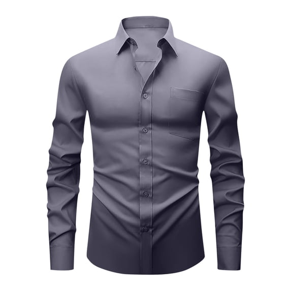Lzobxe Shirts for Men Long Sleeve Dress Regular Fit Button down with Inner Contrast for Weddings Business,Size S-2XL