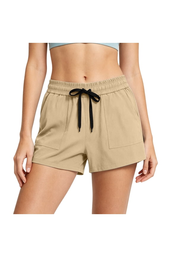Shorts for Women High Rise Pull on Bermuda Flat Front Solid,Size S-2XL