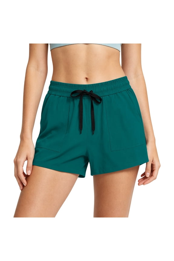 Shorts for Women High Rise Pull on Bermuda Flat Front Solid,Size S-2XL