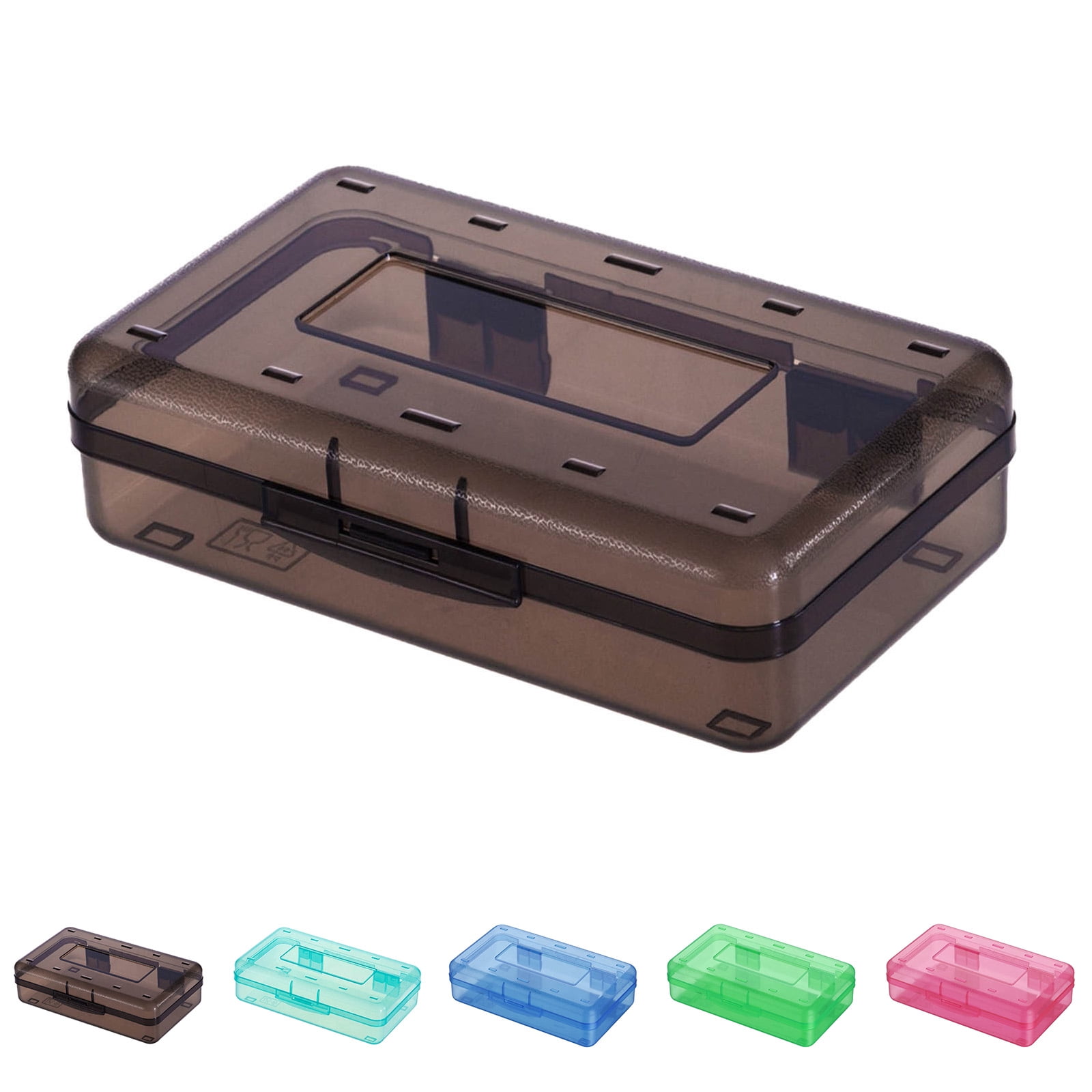 Lzobxe Snap-tight Lid Clear Plastic Pencil Case, Brown