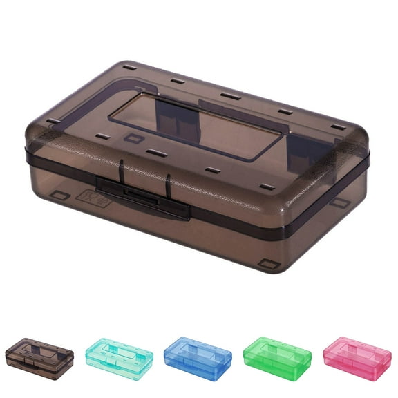 Lzobxe Snap-tight Lid Clear Plastic Pencil Case, Brown