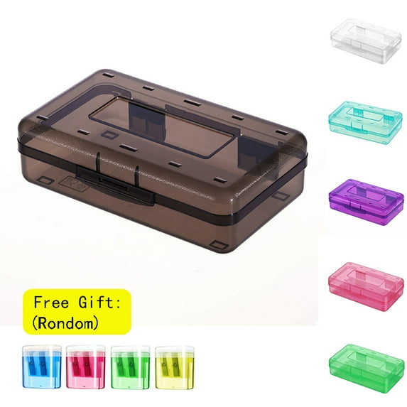 Lzobxe Stackable Clear Plastic Pencil Case, Brown