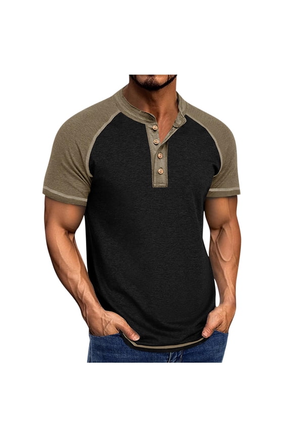T Shirts for Man Cotton Henley Short Sleeve Casual Summer Lightweight Breathable Shirt,Size S-2XL