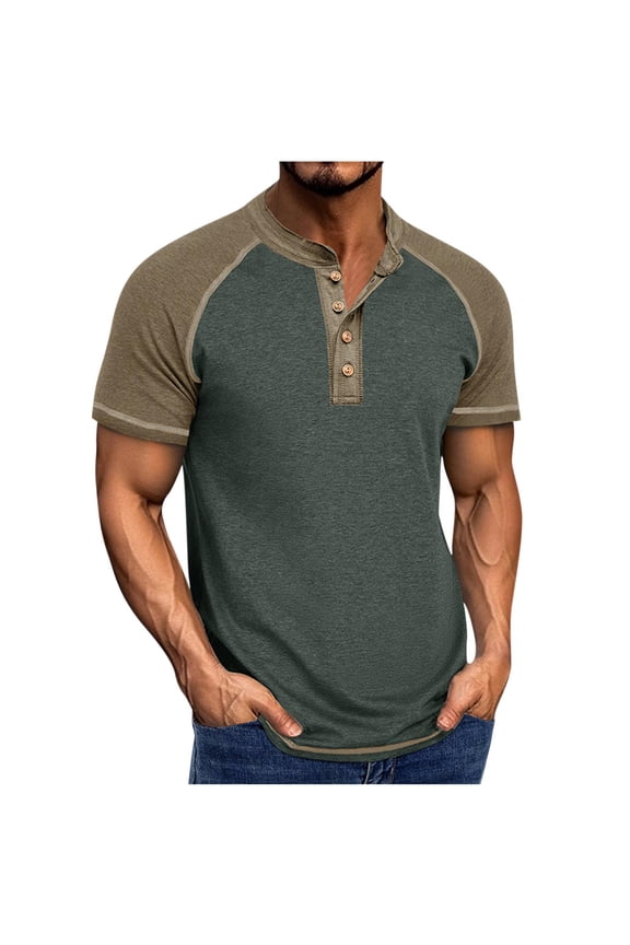 T Shirts for Man Cotton Henley Short Sleeve Casual Summer Lightweight Breathable Shirt,Size S-2XL