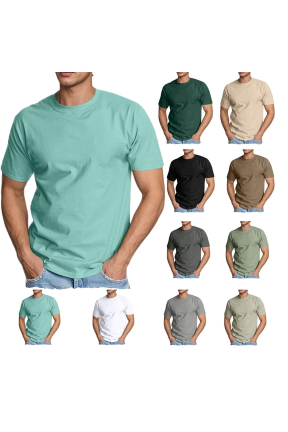 T Shirts for Man Men's Classic Crew Neck Short Sleeve Premium Breathable Cotton Solid Color Casual Basic,Size S-4XL