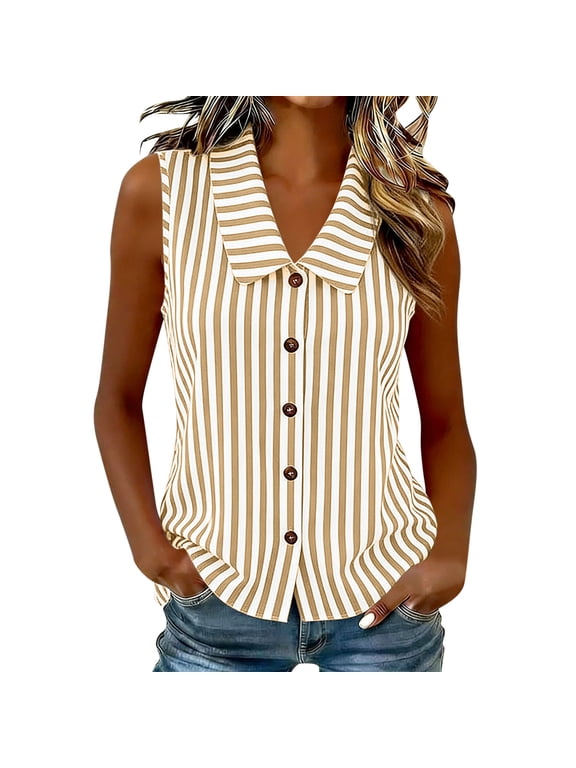 Tank Top for Women Loose Fit High Neck Sleeveless Button down Tops Casual Summer Flowy Cami Shirts Blouse ,Sizes S-3XL