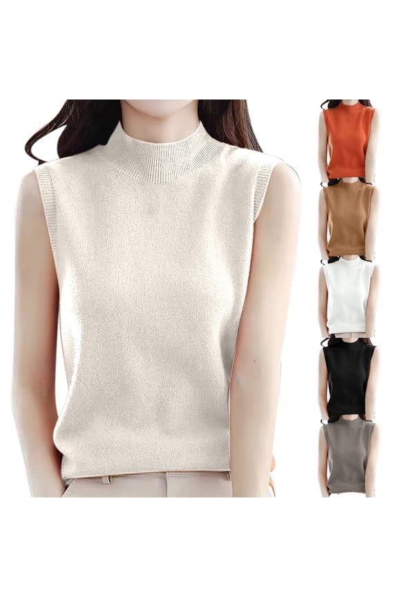 Tank Tops for Women High Neck Sleeveless Thin Knitted Sweater Versatile,Sizes S-2XL