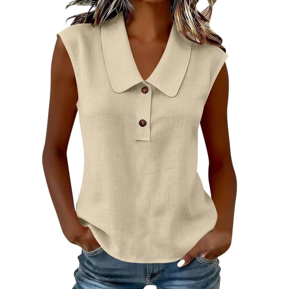 Lzobxe Tank Tops for Women Sleeveless Button down Blouses Solid Casual Loose V Neck for Work,Size S-3XL