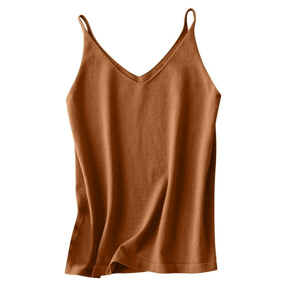 Lzobxe Tank Tops for Women Solid Color V-Neck Sleeveless Casual Knit Top,Sizes S-2XL