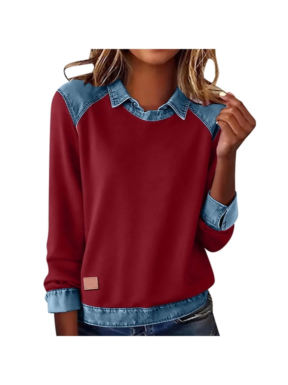 Tops for Women Trendy Long Sleeve Shirt Fashion V Neck Sweater Tunic Tops Dressy Casual Work Blouse Trendy Fall Winter Clothing,Sizes S-2XL