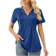 thumbnail image 1 of Lzobxe Tops for Women Trendy Solid V-Neck Sling Casual Fold Short Sleeve Blouse T-Shirt,Sizes S-2XL, 1 of 5