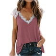 thumbnail image 1 of Lzobxe Tops for Women Trendy V-Neck Short Sleeve Lace Tops T-Shirt Tees Loose,Sizes S-2XL, 1 of 4