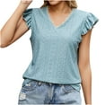 thumbnail image 1 of Lzobxe Tops for Women Trendy V-Neck T-Shirt Hollowed out Short-Sleeve Casual Shirt,Sizes S-2XL, 1 of 4