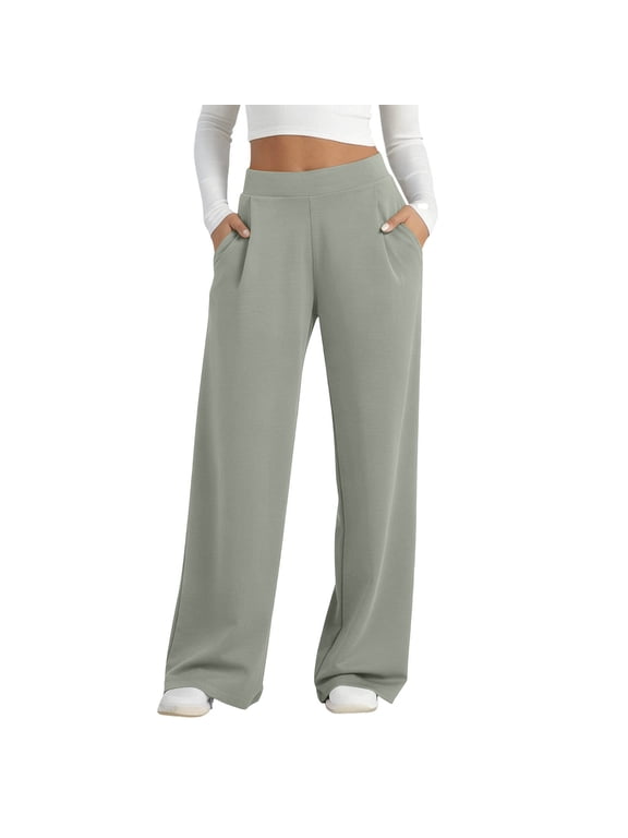 Wide Leg Pants Woman Casual High Waisted Button down Straight Long,Sizes S-3XL