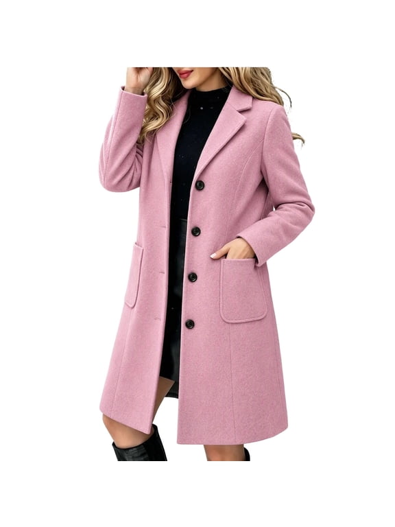 Winter Coats for Women Fashion Long Trench Straight Cardigan Button Pocket Outwear Jacket ,Size S-2XL