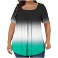 thumbnail image 1 of Lzobxe Women Tops Printed Oversized Square Neck Pleated Short Sleeved Loose,Sizes L-5XL, 1 of 5