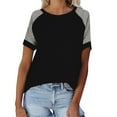 thumbnail image 1 of Lzobxe Women's Tops Casual Color Blocked Round Neck Short Sleeved T-shirt,Sizes S-3XL, 1 of 9