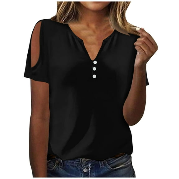 Lzobxe Women's Tops Round Neck Sleeve Patchwork Solid Color Loose T-Shirt,Sizes S-2XL