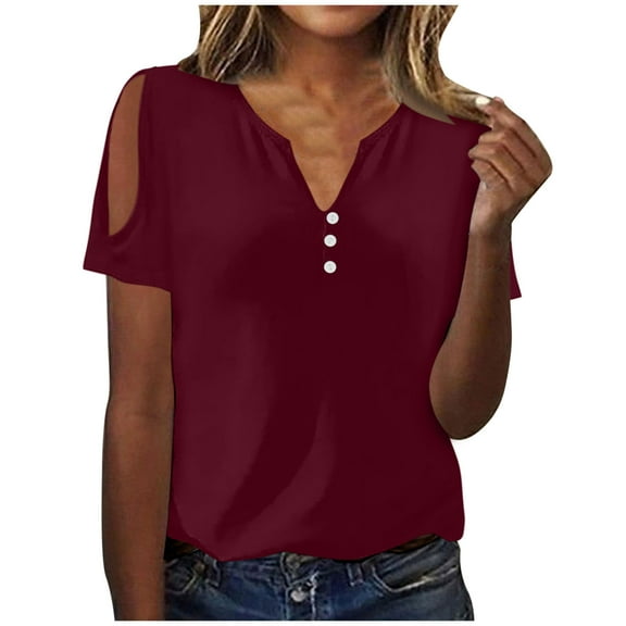 Lzobxe Women's Tops Round Neck Sleeve Patchwork Solid Color Loose T-Shirt,Sizes S-2XL