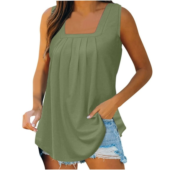 Lzobxe Women's Tops Solid Color Square Neck Comfortable Loose Casual Tops,Sizes S-2XL