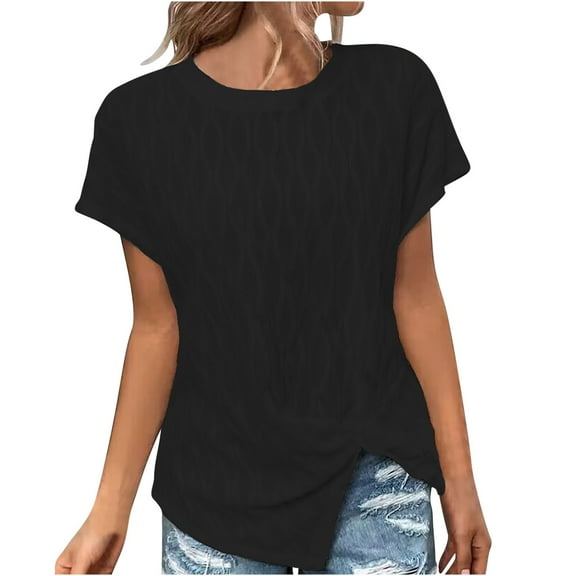 Lzobxe Women's Tops Spring/Summer Casual Loose Round Neck Short Sleeve Top,Sizes S-3XL