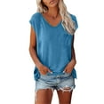 thumbnail image 1 of Lzobxe Women's Tops Summer V-Neck Cotton Solid Short Sleeve Casual Blouse,Sizes S-2XL, 1 of 6