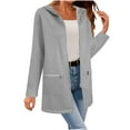 thumbnail image 1 of Lzobxe Womens Jacket Solid Color Jacket Thickening and Fleece and Winter Casual Zipper Long Sleeve Pocket Hooded Long Sweater,Sizes S-2XL, 1 of 8