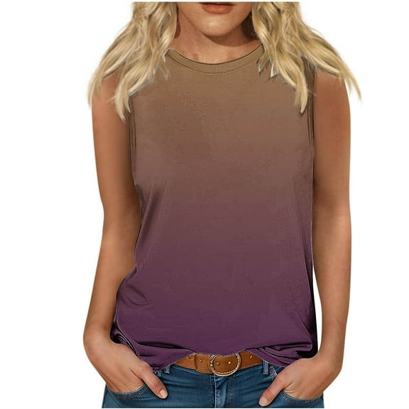 Lzobxe Womens Tank Tops Casual Printed Sleeveless Round Neck Top Blouse,Sizes S-5XL