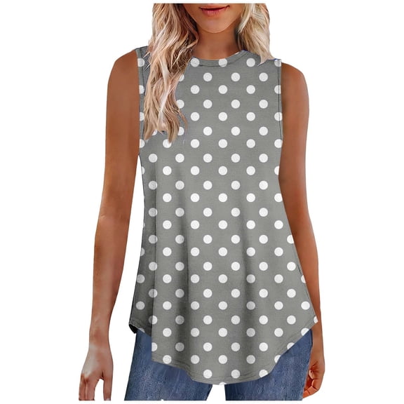 Lzobxe Womens Tank Tops Casual Summer Regular Non-Positioned Print Sleeveless Crew Neck Casual,Sizes S-2XL