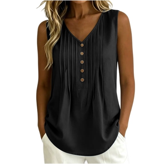 Lzobxe Womens Tank Tops Fashion Solid Loose Sleeveless V-Neck Pullover Tops,Size S-2XL