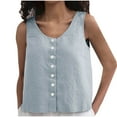 thumbnail image 1 of Lzobxe Womens Tank Tops Solid Summer Casual and Linen Sleeveless Round-Neck Button Tank,Sizes S-2XL, 1 of 8