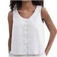 thumbnail image 1 of Lzobxe Womens Tank Tops Solid Summer Casual and Linen Sleeveless Round-Neck Button Tank,Sizes S-2XL, 1 of 8