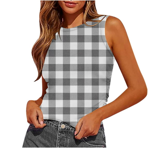 Lzobxe Womens Tank Tops Summer Sleeveless Round-Neck Slim Fitted Side Ruched Basic Printed Tees,Sizes S-2XL