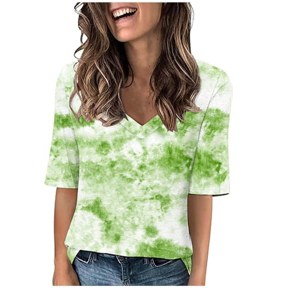 Lzobxe Womens Tops Loose Cute T Shirt 1/2 Sleeve Top,Sizes S-3XL