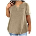 thumbnail image 1 of Lzobxe Womens Tops Plus Size for Sexy V-Neck Lace Casual Loose Summer Short Sleeve Blouse,Sizes L-5XL, 1 of 4