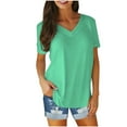 thumbnail image 1 of Lzobxe Womens Tops Solid Color Short Sleeve T-Shirt Blouse,Sizes S-5XL, 1 of 6