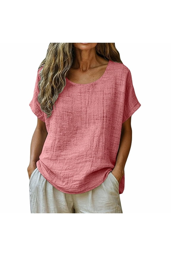 Womens Tops Summer Flowy Crew Neck Oversized Short Sleeve,Size S-3XL