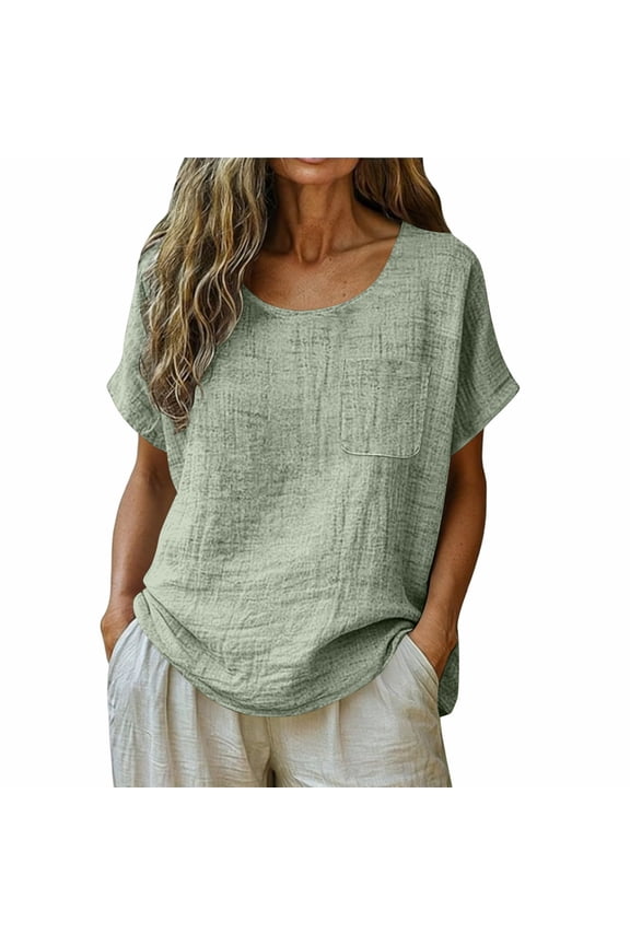 Womens Tops Summer Flowy Crew Neck Oversized Short Sleeve,Size S-3XL