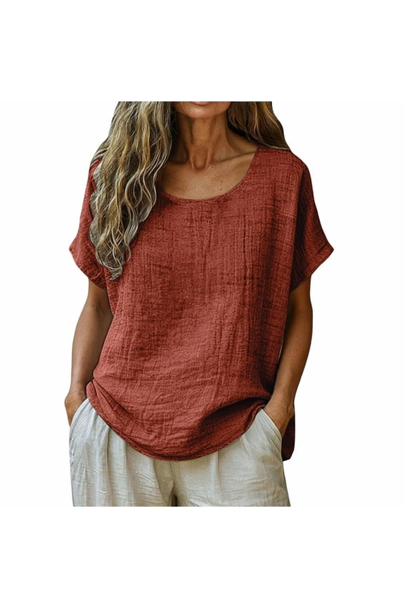 Womens Tops Summer Flowy Crew Neck Oversized Short Sleeve,Size S-3XL