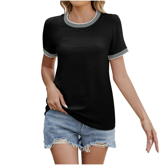 Lzobxe Womens Tops Turndown Collar Short Sleeve Casual Loose Shirt,Sizes S-2XL
