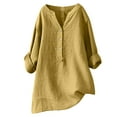 thumbnail image 1 of Lzobxe Womens Tops V-Neck Half Sleeve Loose Button Cotton and Linen Tunic Summer Blouse,Sizes S-5XL, 1 of 6
